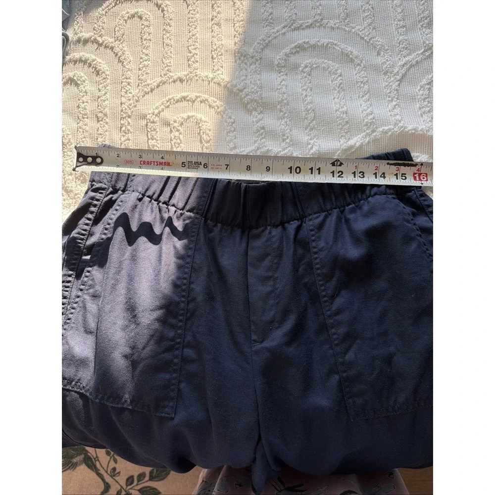 Banana Republic Cropped Pants Women Medium Navy Blue Excellent Lyocell Linen